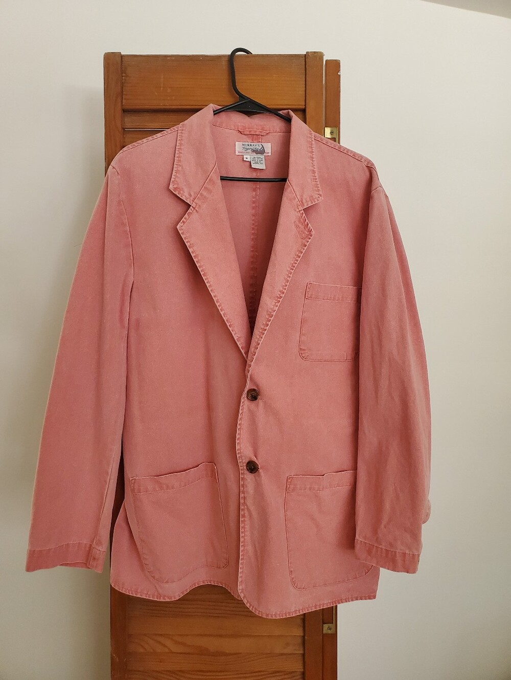 Vintage-Inspired Pink Cotton Blazer Jacket - Unbranded